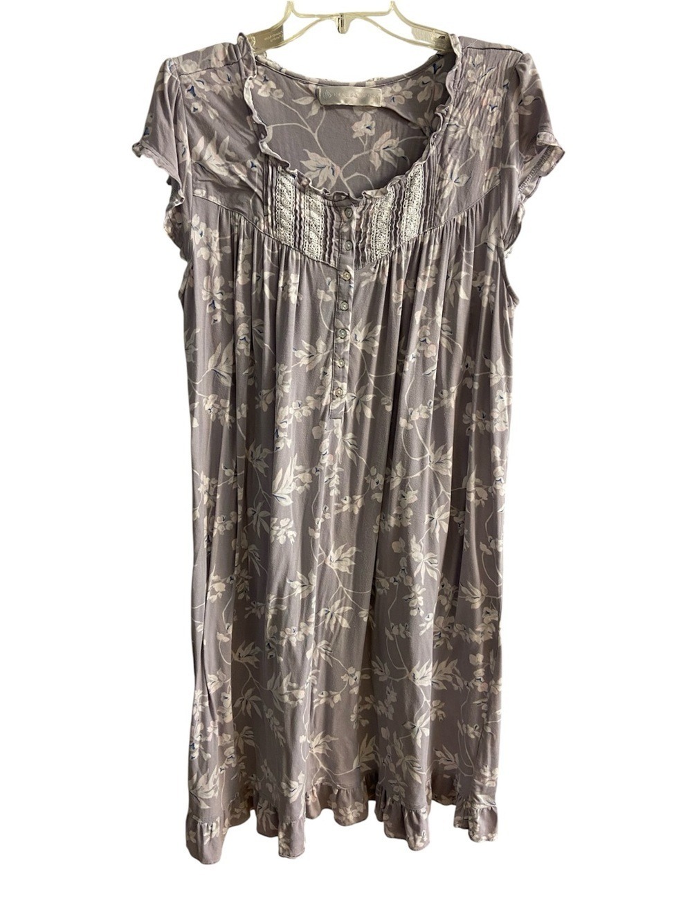 Eileen West Purple Floral Midi Nightgown XL